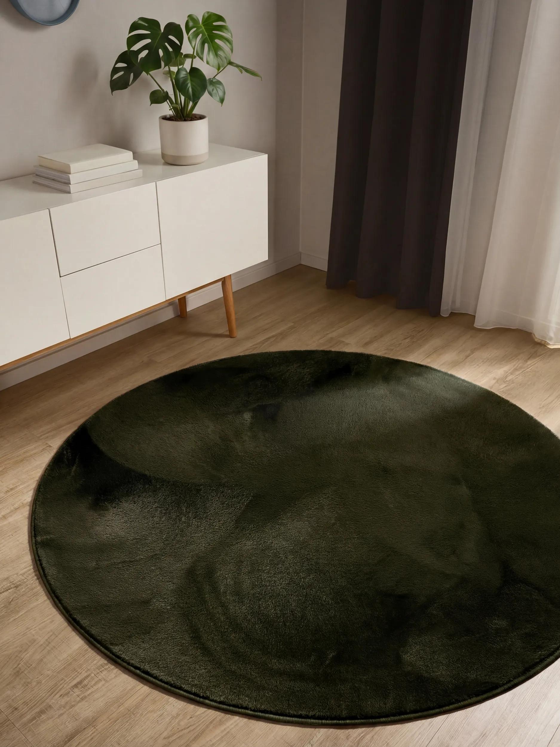 Faux Fur Rug Furry Olive green