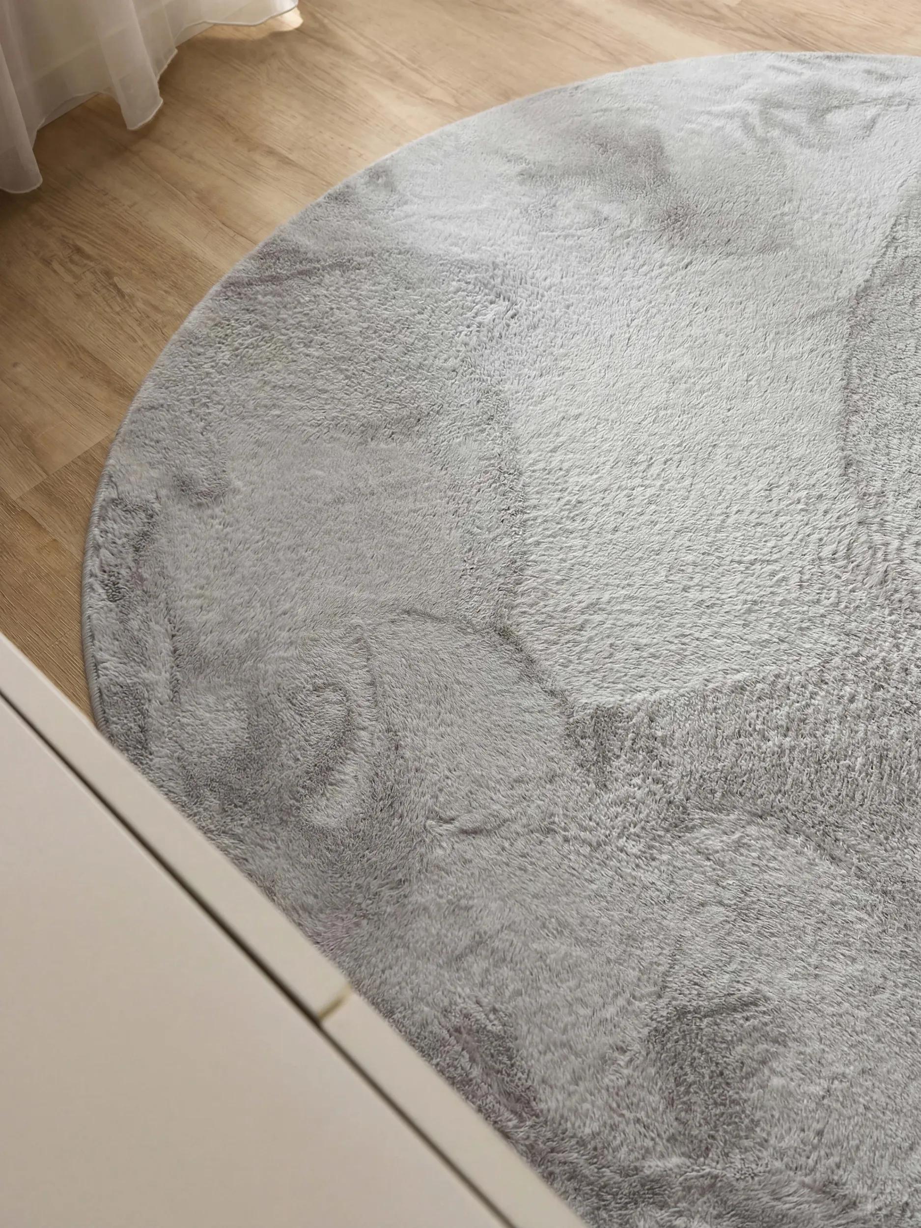 Faux Fur Rug Furry Light Grey