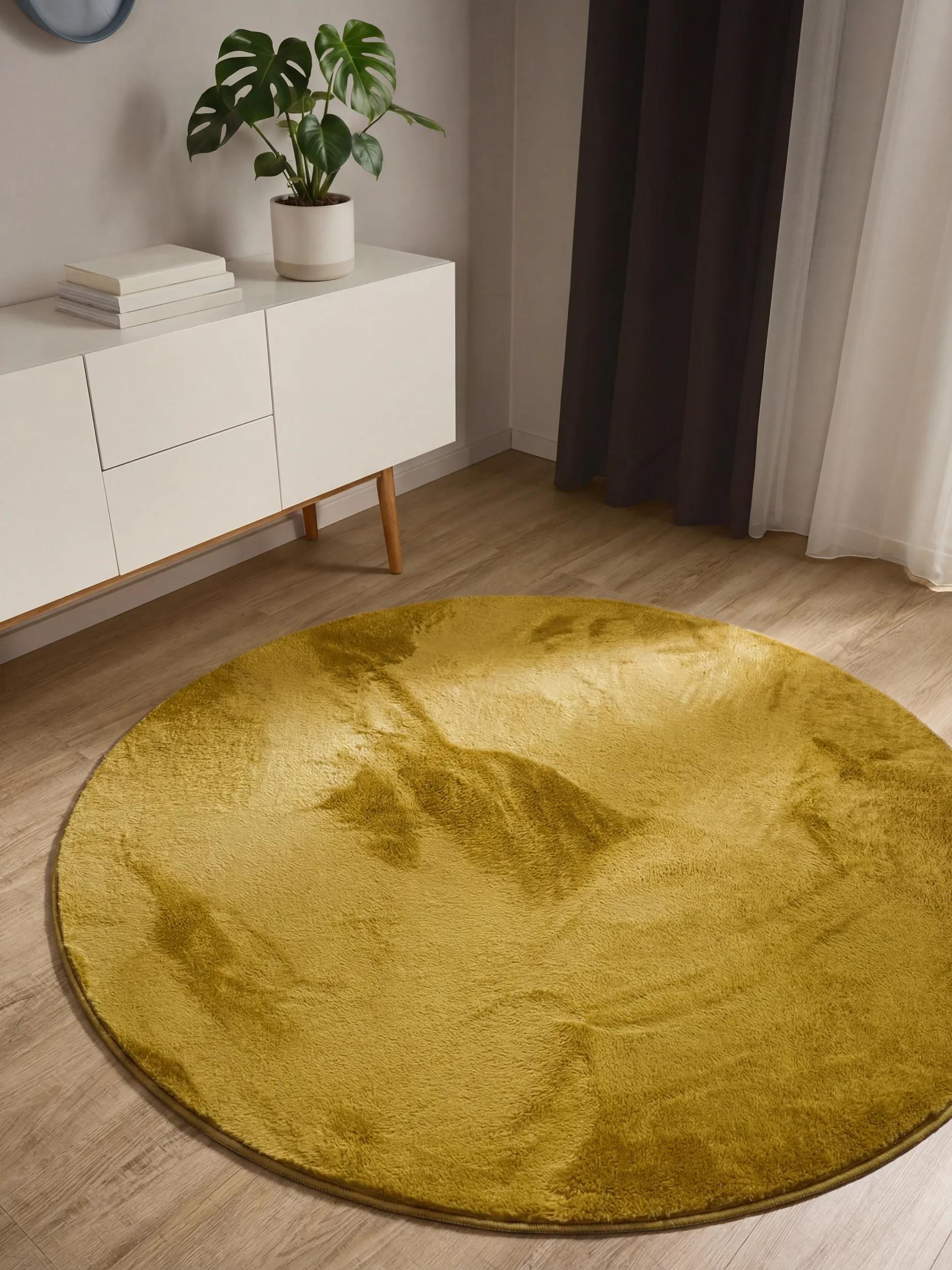 Faux Fur Rug Furry Yellow