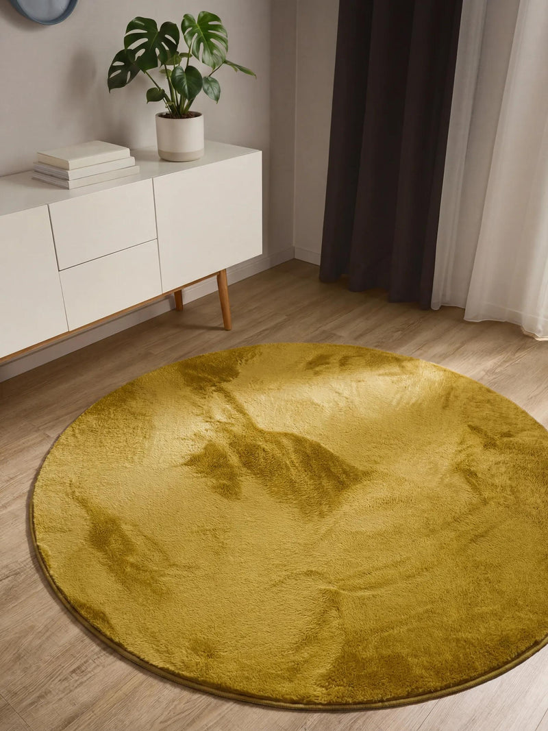 Faux Fur Rug Furry Yellow