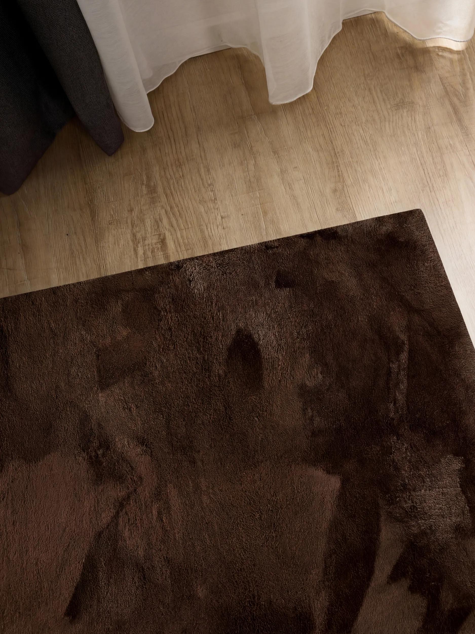 Faux Fur Rug Furry Brown