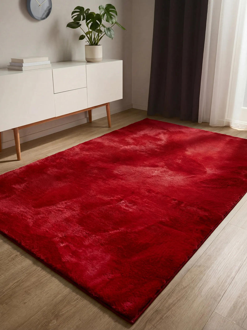 Faux Fur Rug Furry Red