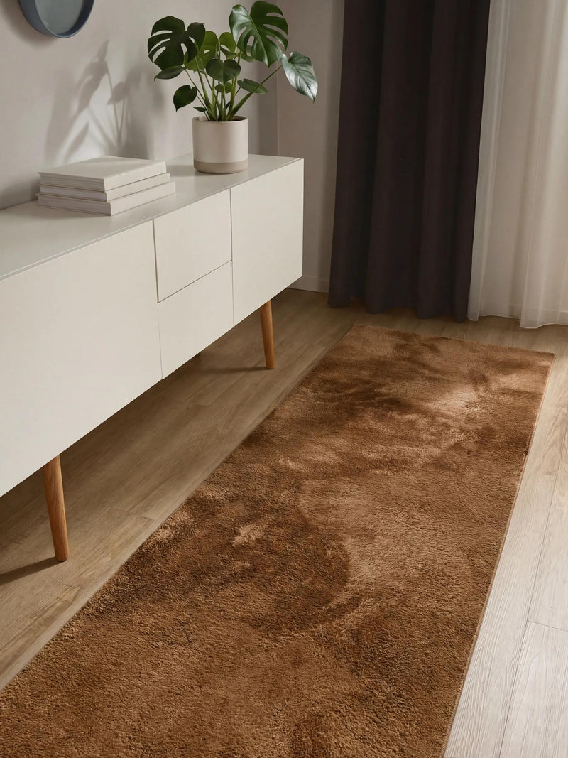 Faux Fur Rug Furry Light Brown