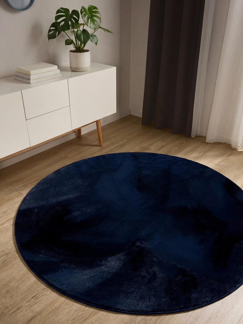 Faux Fur Rug Furry Dark Blue