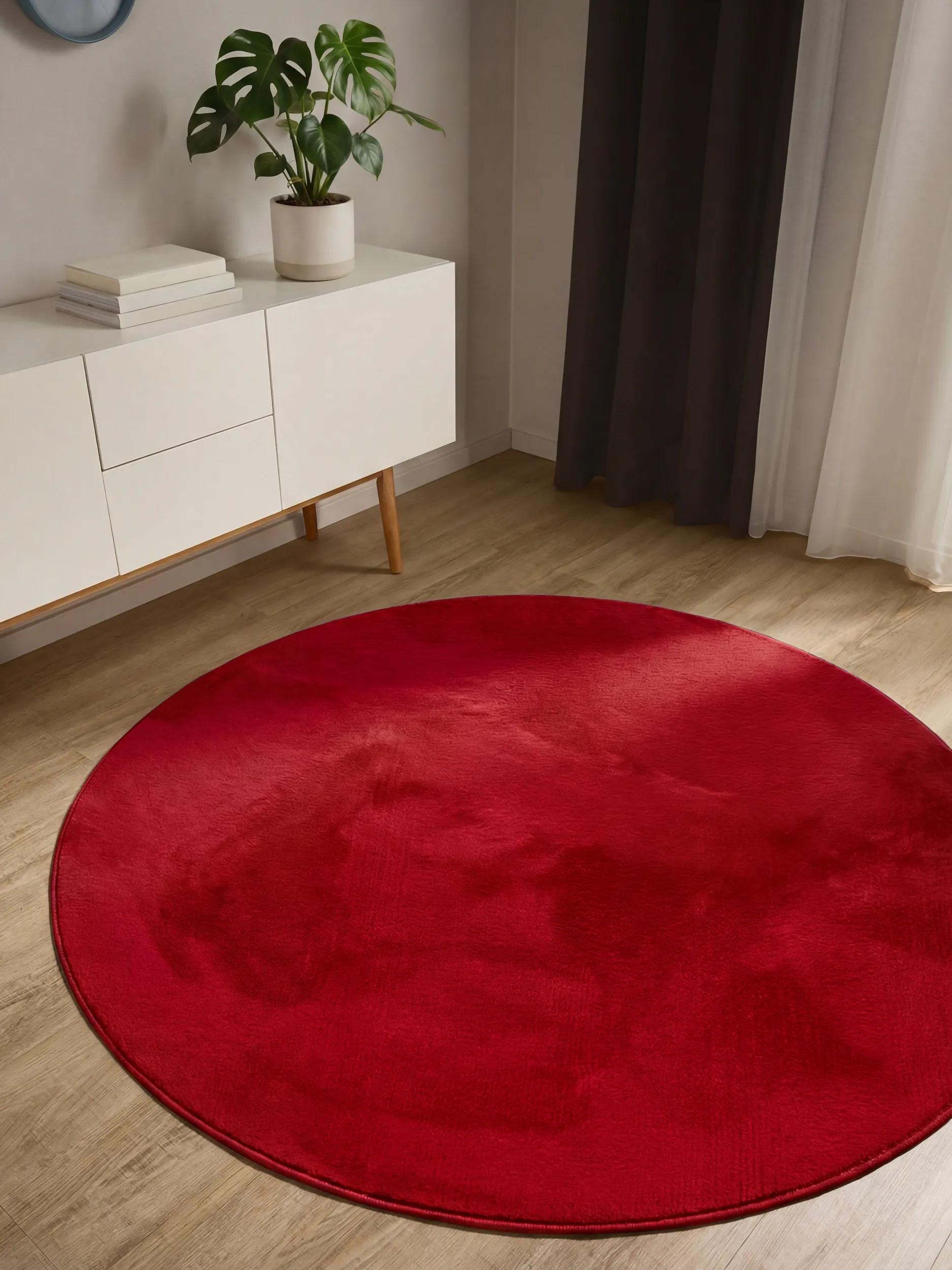 Faux Fur Rug Furry Red