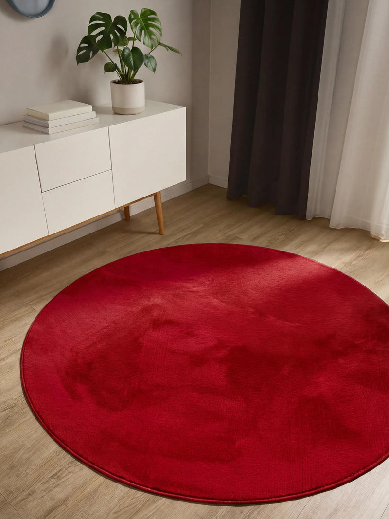 Faux Fur Rug Furry Red