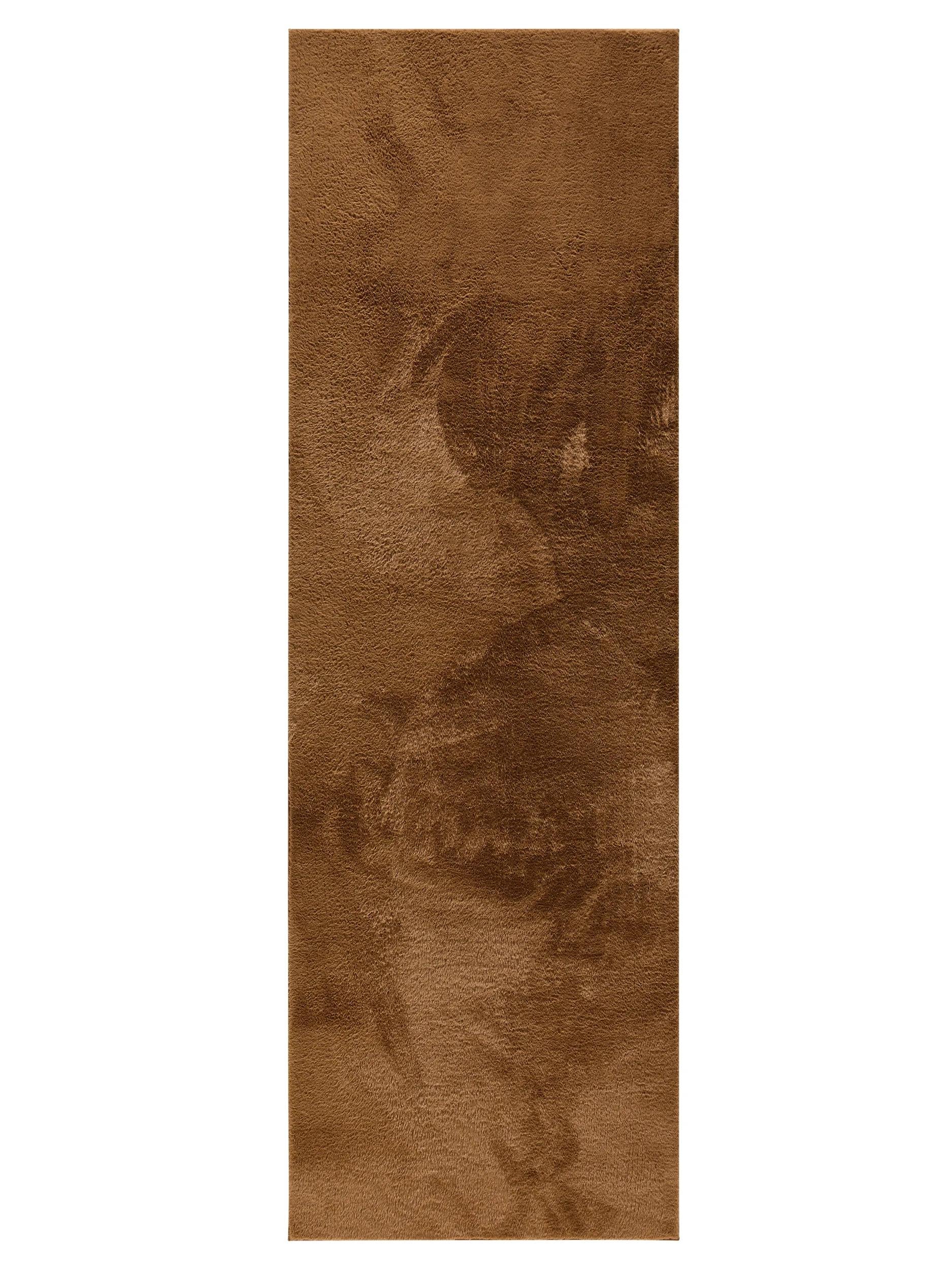Faux Fur Rug Furry Light Brown