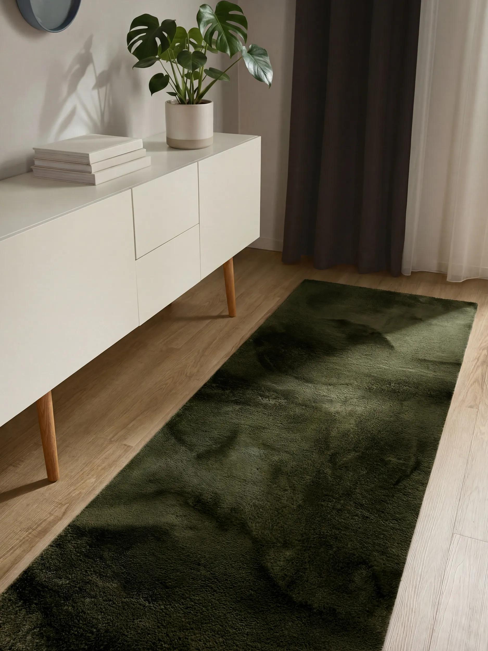 Faux Fur Rug Furry Olive green