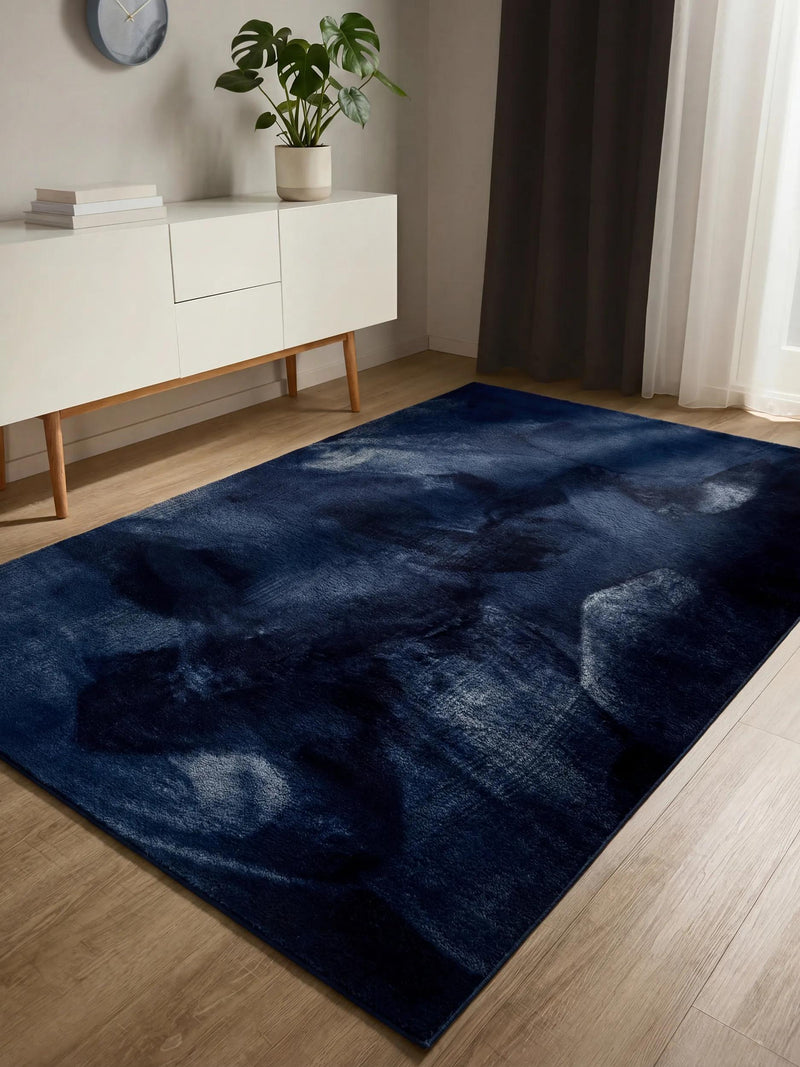 Faux Fur Rug Furry Dark Blue