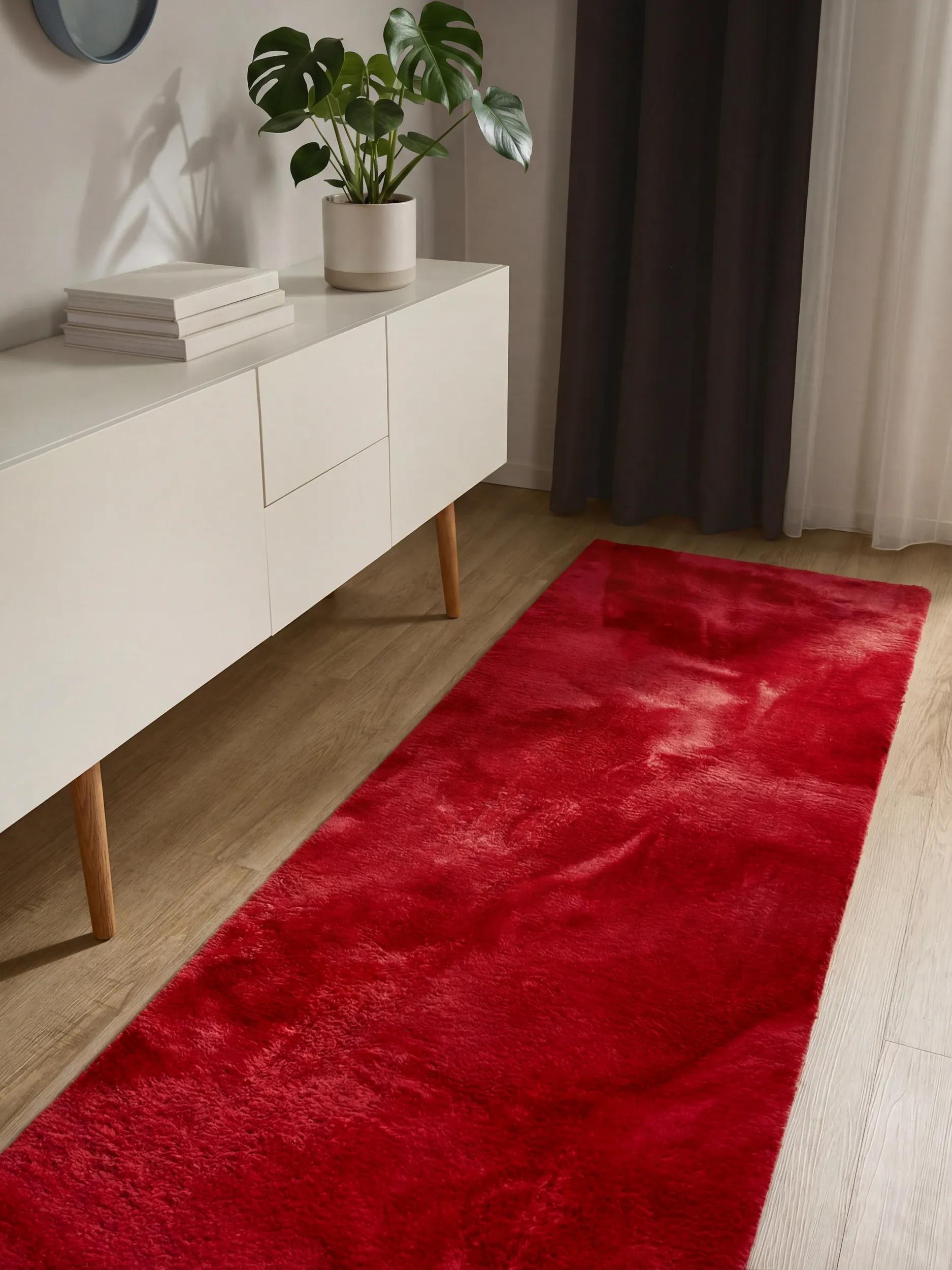 Faux Fur Rug Furry Red