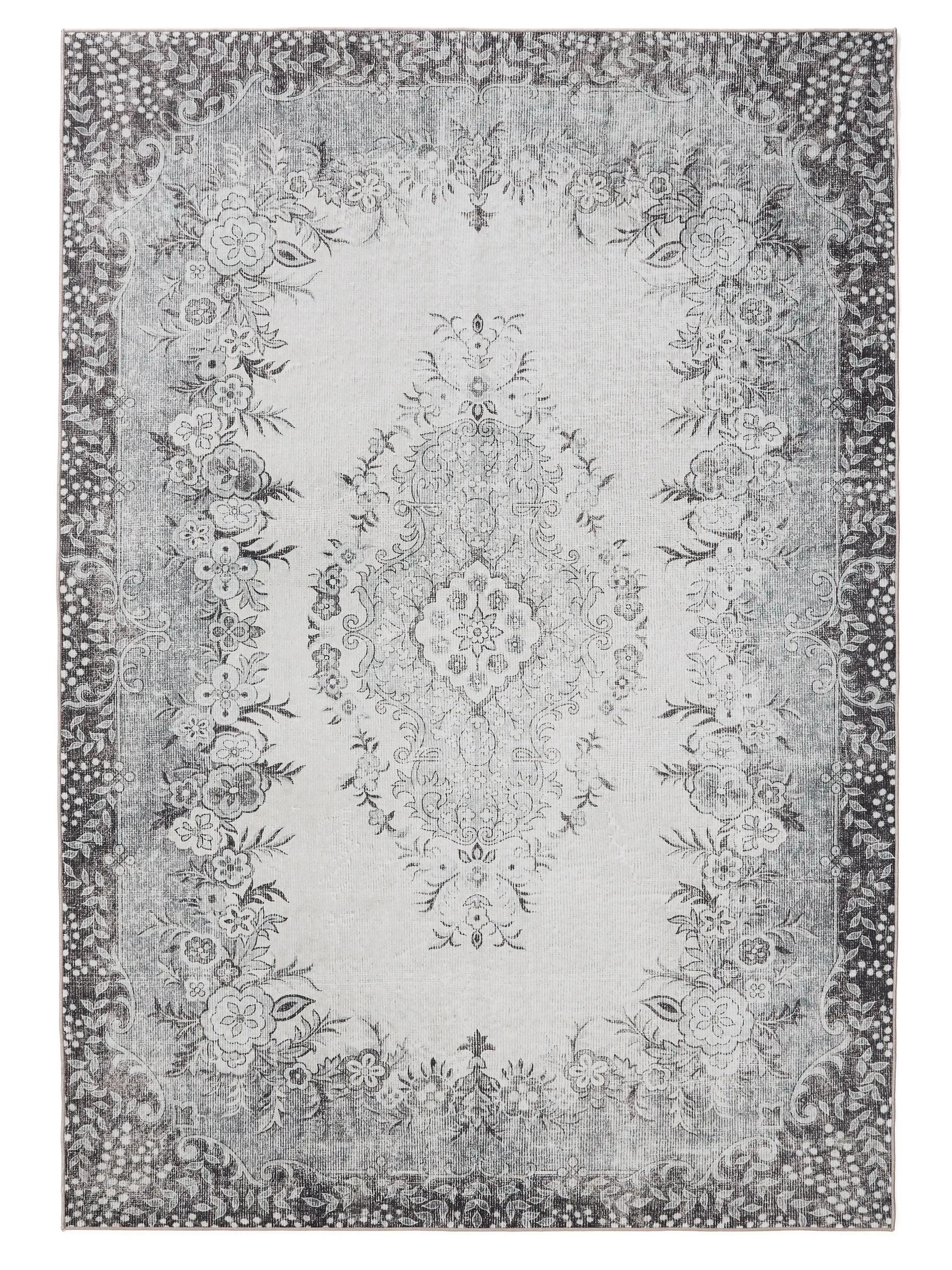 Washable Rug George Black/Grey