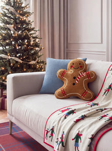 Christmas Cushion Gingerbread Man Brown