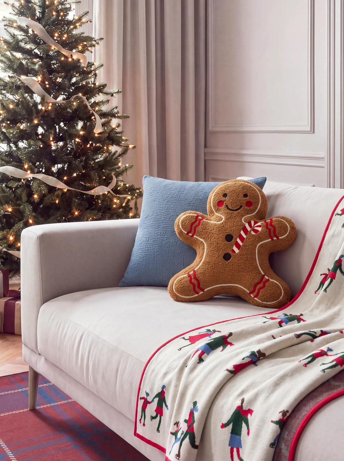 Christmas Cushion Gingerbread Man Brown