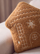 Christmas Cushion Gingerbread House Brown