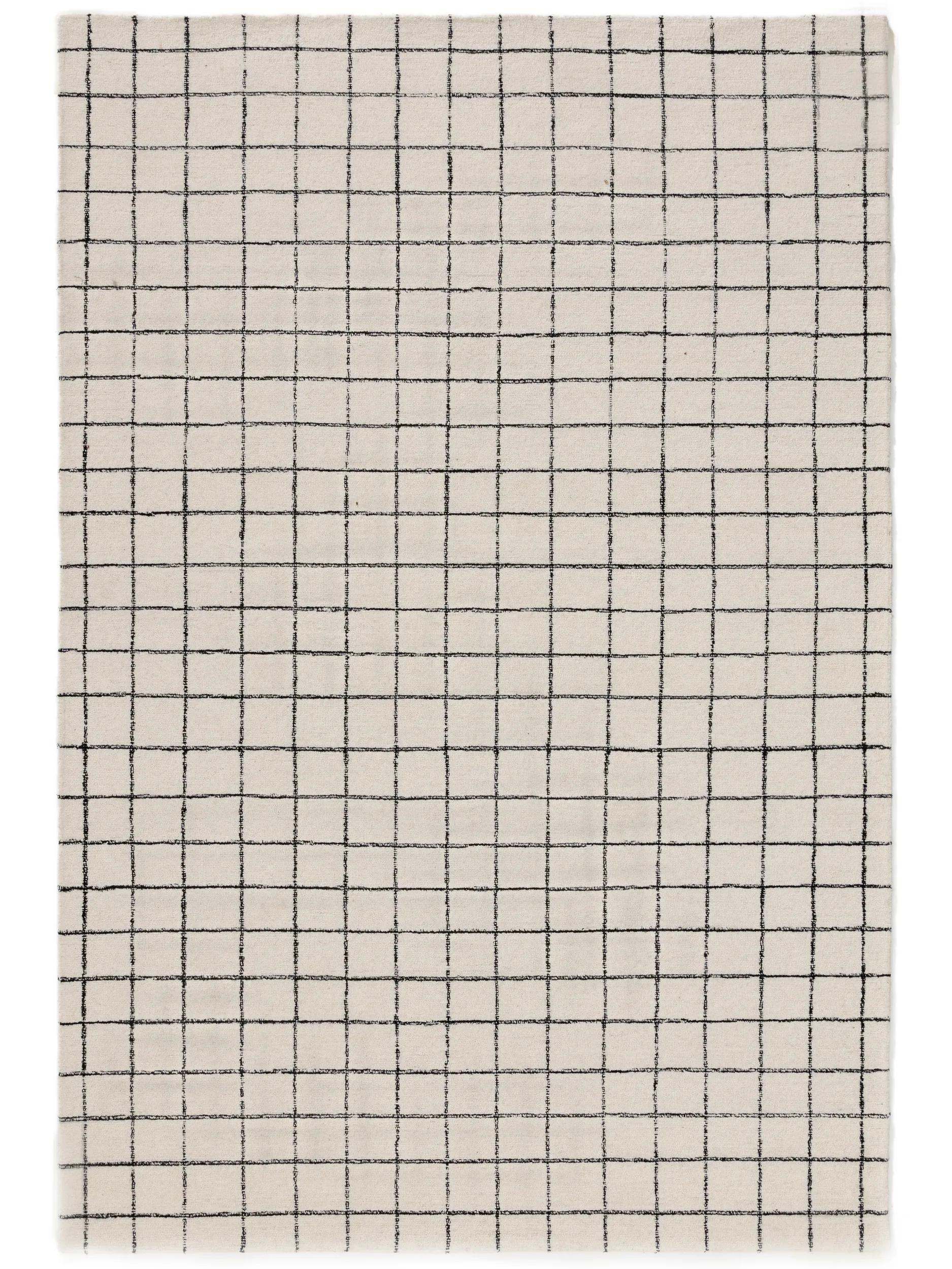 Wool Rug Grid Black/White