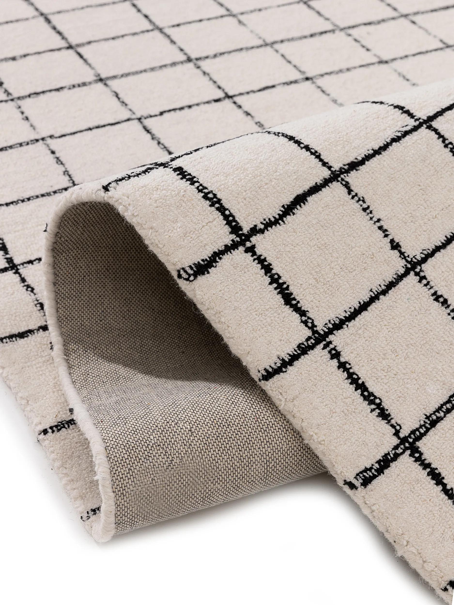 Wool Rug Grid Black/White