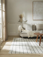 Wool Rug Grid Black/White
