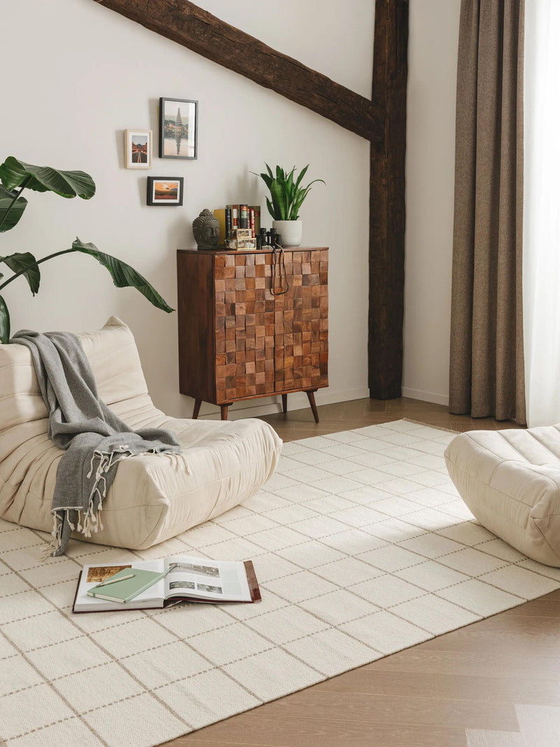 Tapis en laine Gyda crème