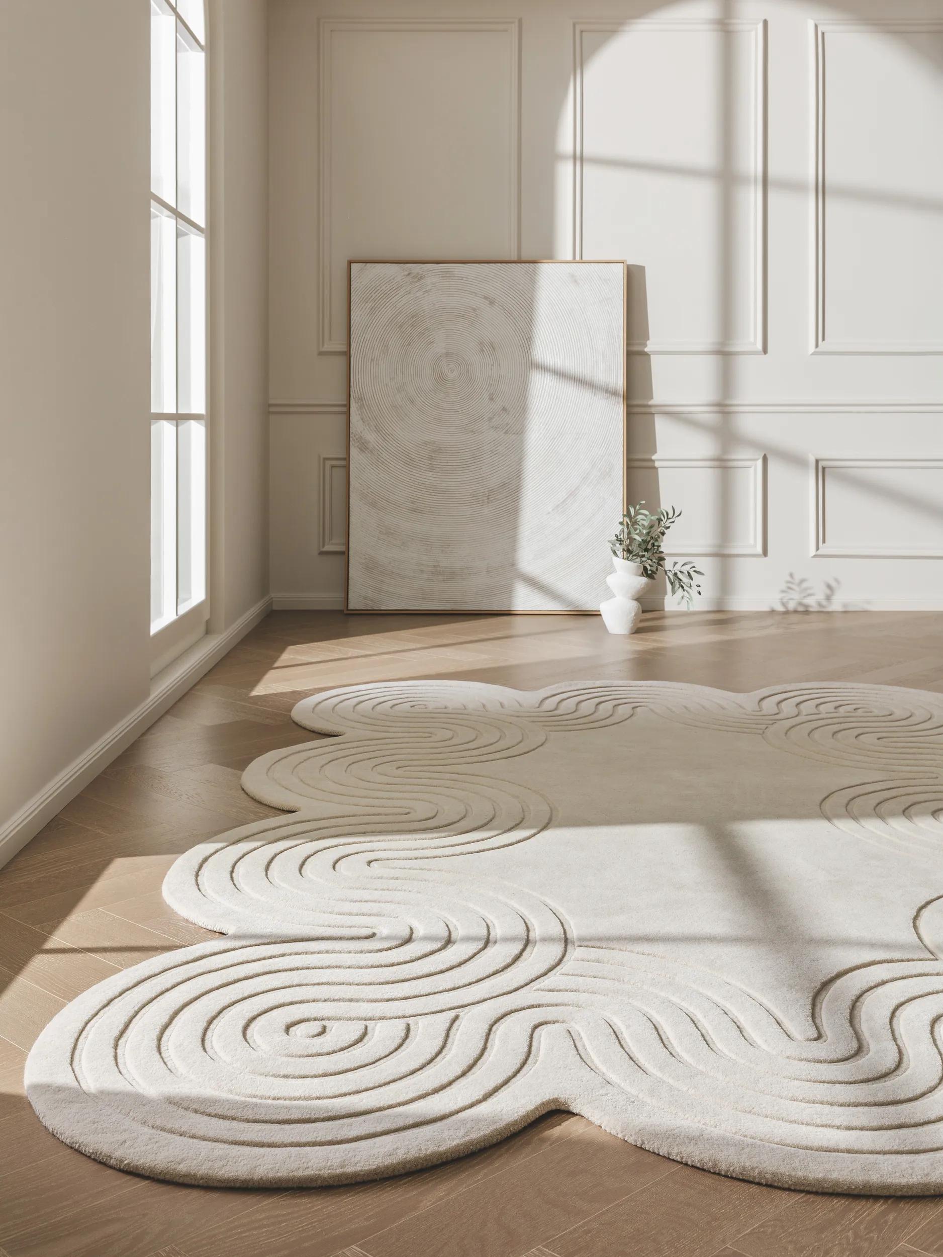 Alfombra de lana Helix crema