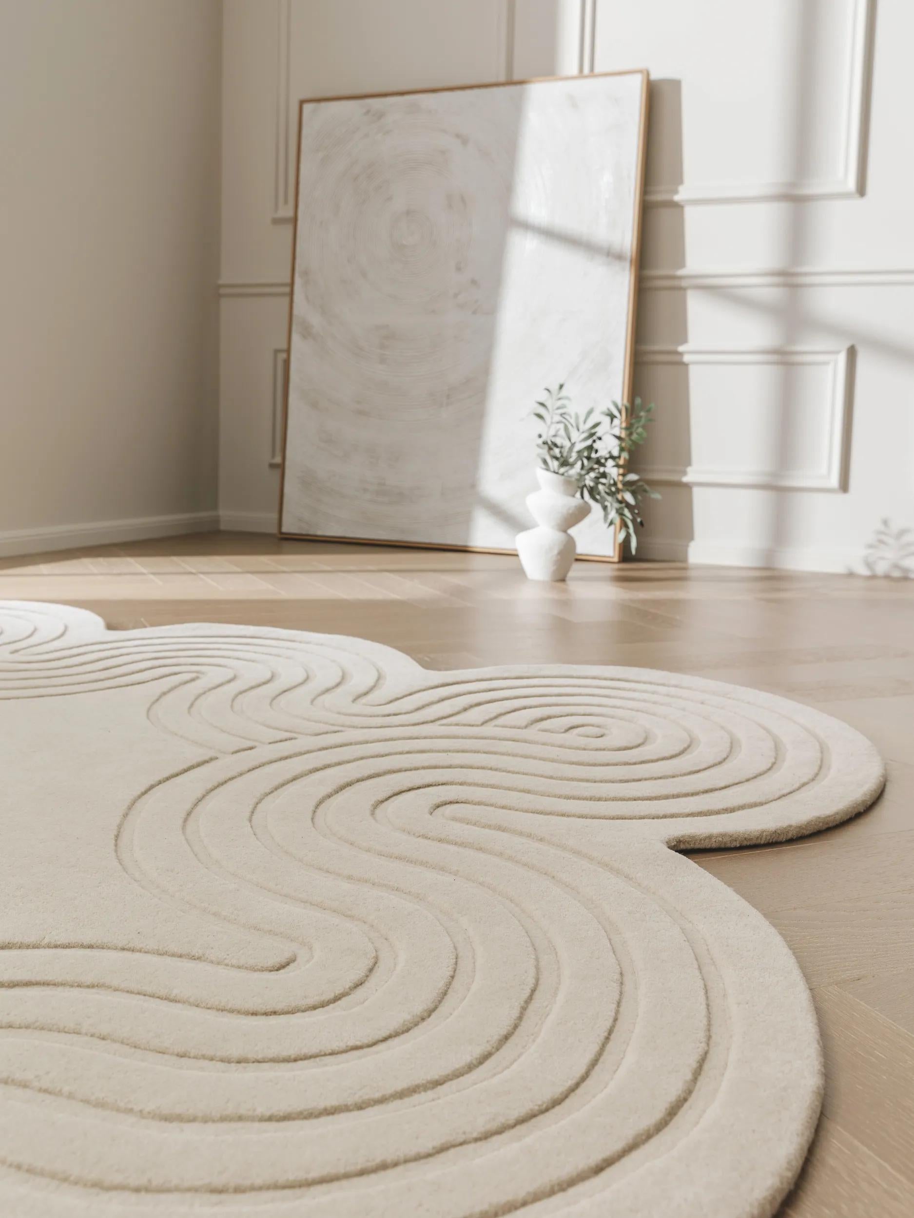 Alfombra de lana Helix crema