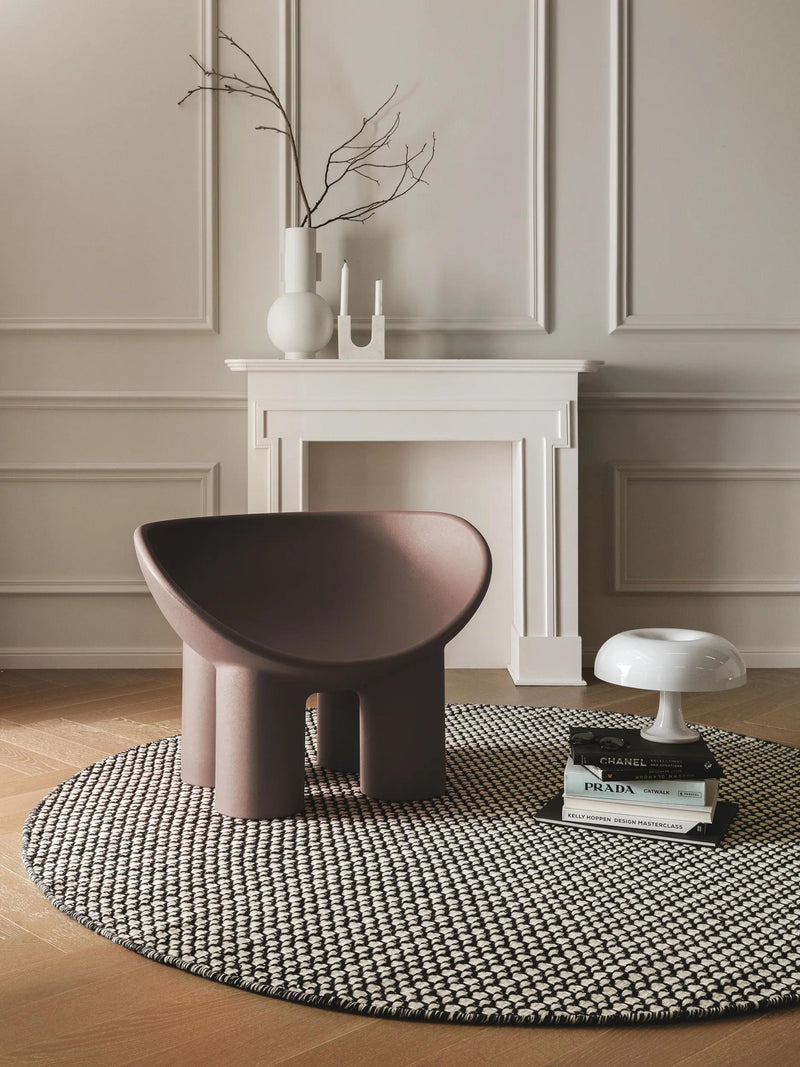 Round Wool Rug Hera Beige/Black
