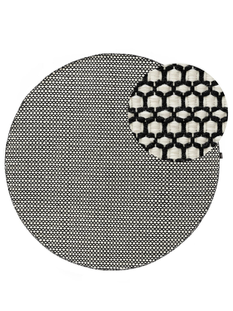 Round Wool Rug Hera Beige/Black