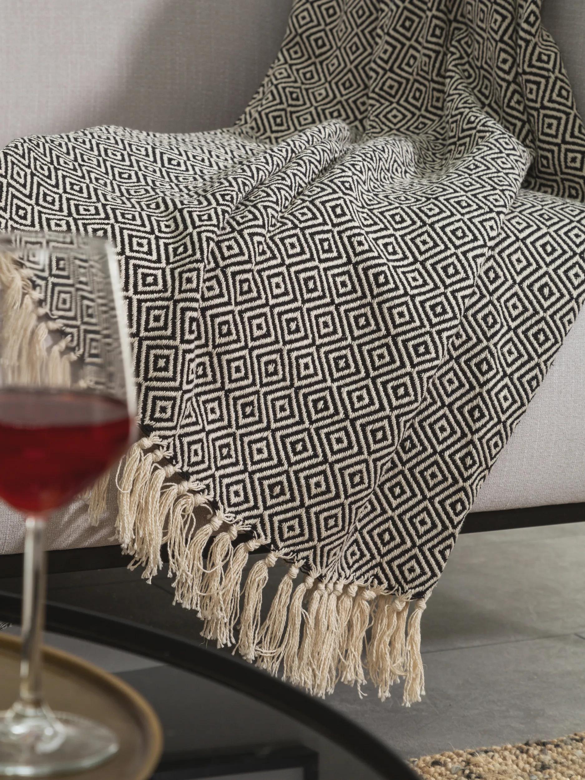 Cotton blanket Jasmin Black