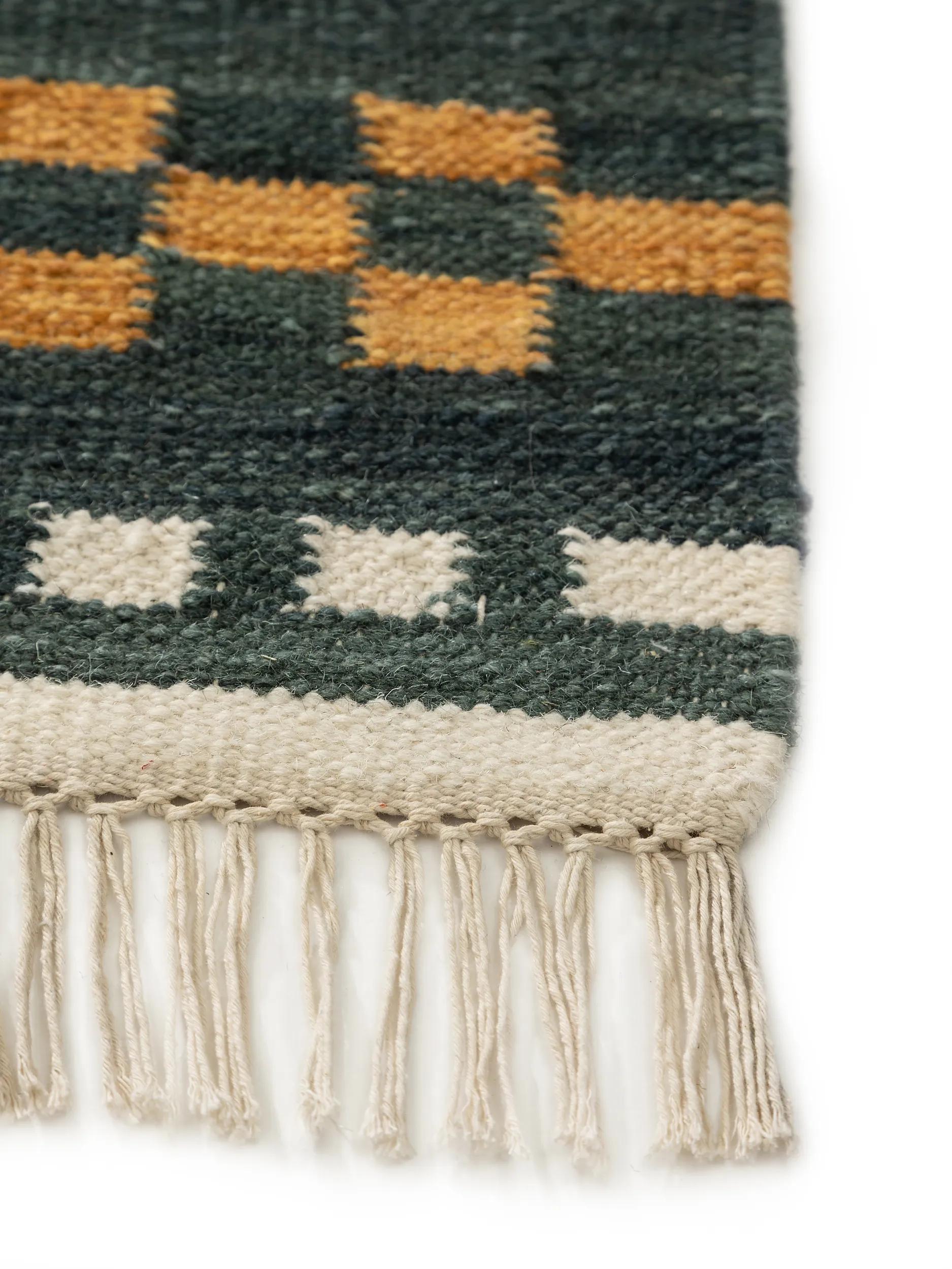 Wool Rug Jivan Dark Green