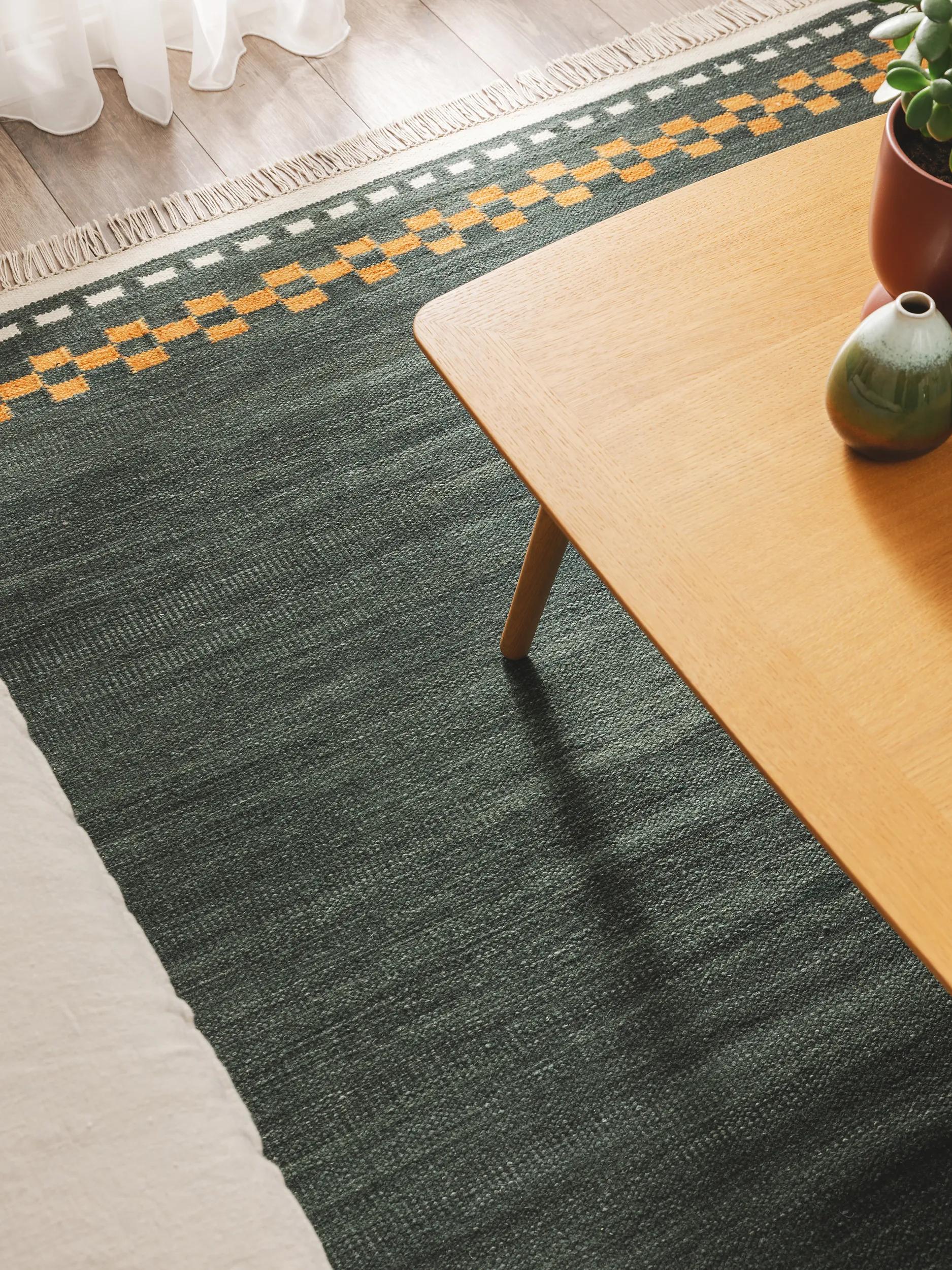 Wool Rug Jivan Dark Green