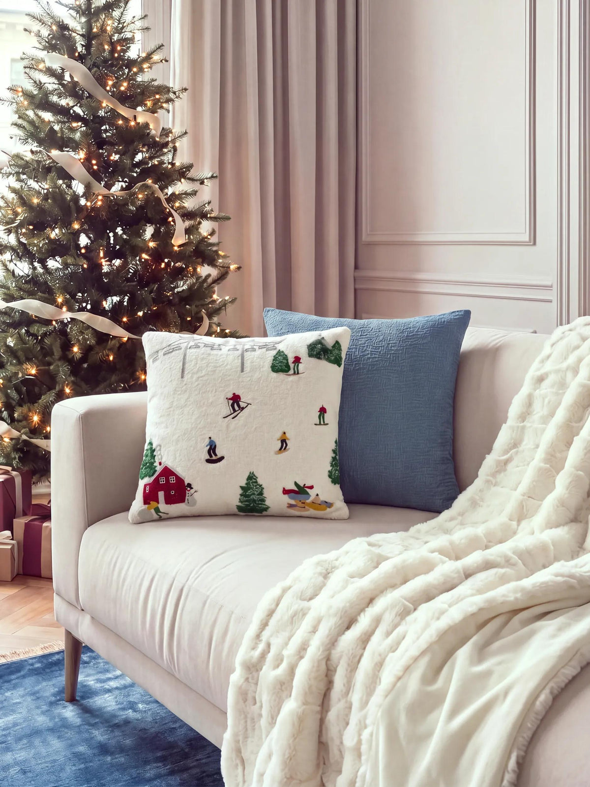Christmas Cushion Joyful White