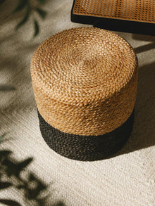 Handmade Jute Pouf Jutta Light Brown/Black