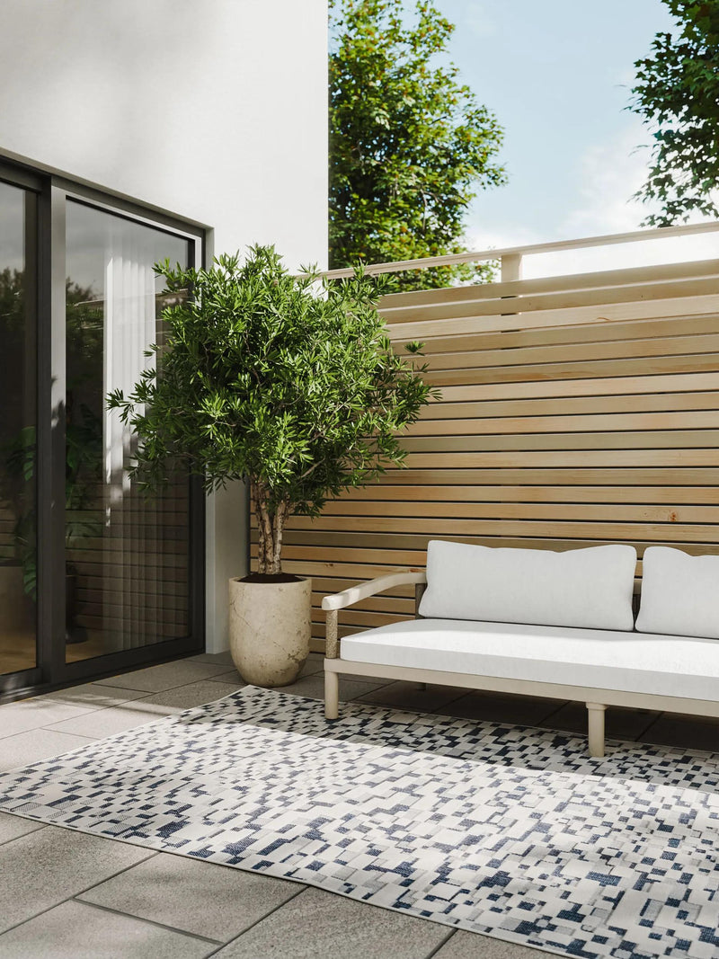 In- & Outdoor Rug Kaleo Blue/White