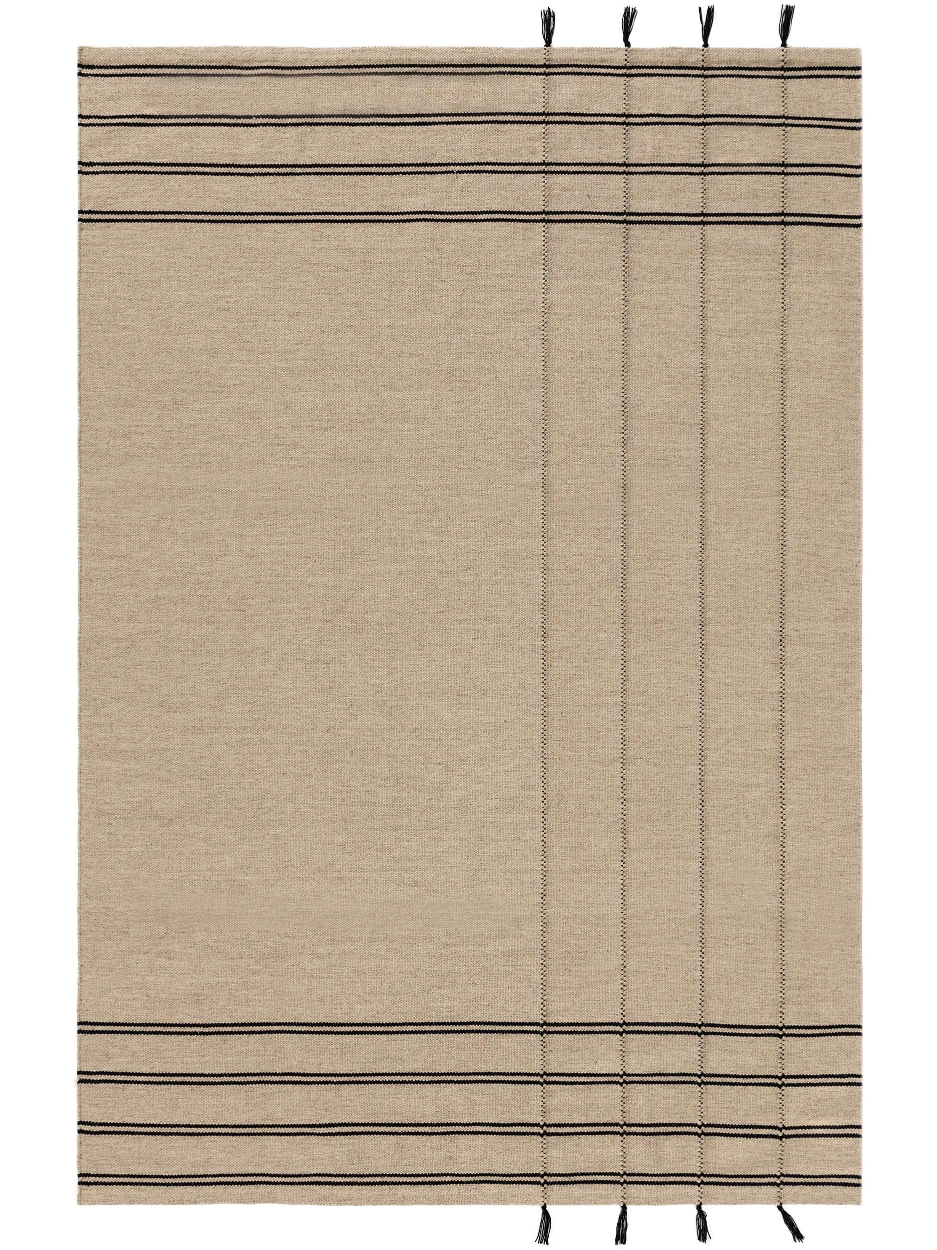 Alfombra de lana Kambiz beige/negro