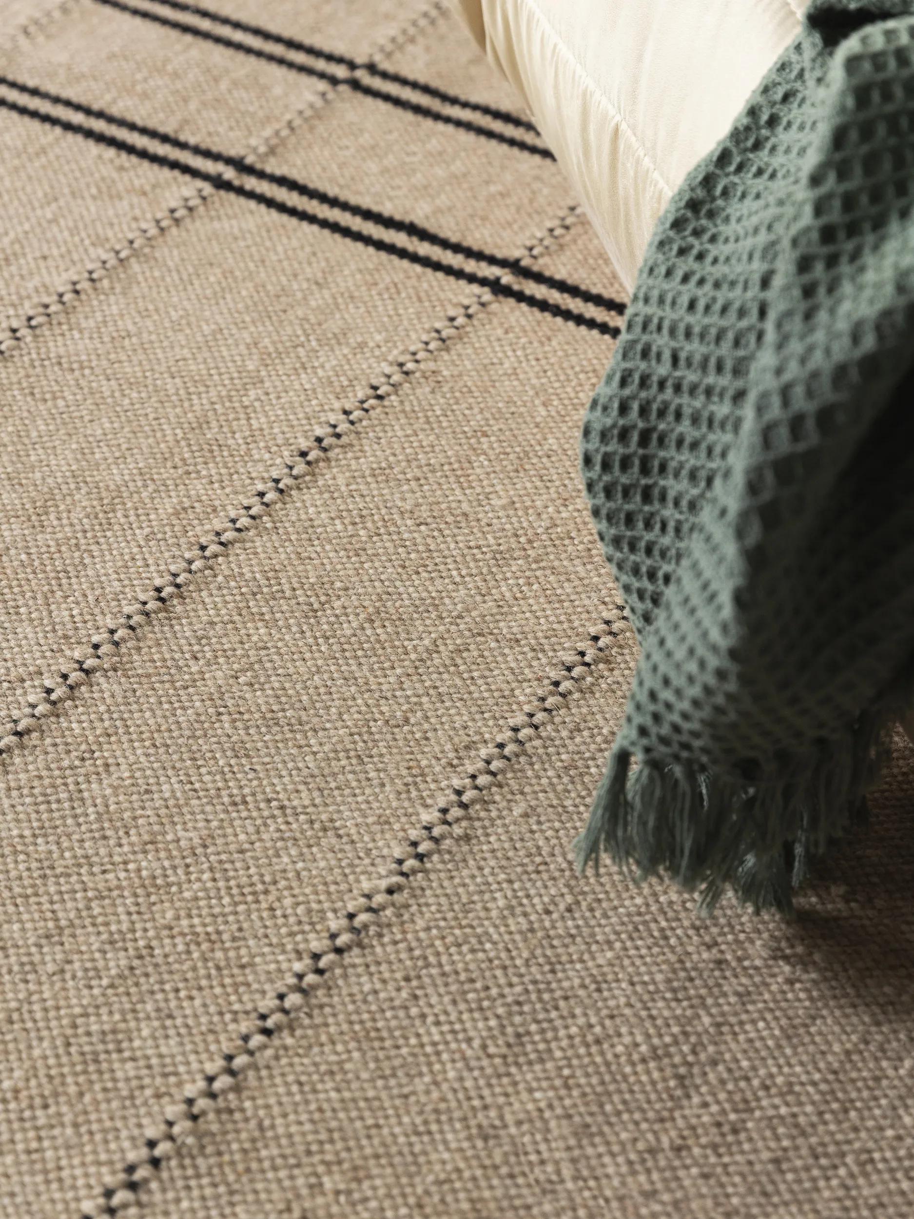Alfombra de lana Kambiz beige/negro