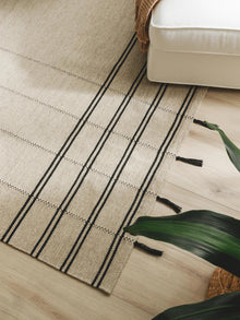 Alfombra de lana Kambiz beige/negro