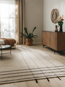 Alfombra de lana Kambiz beige/negro