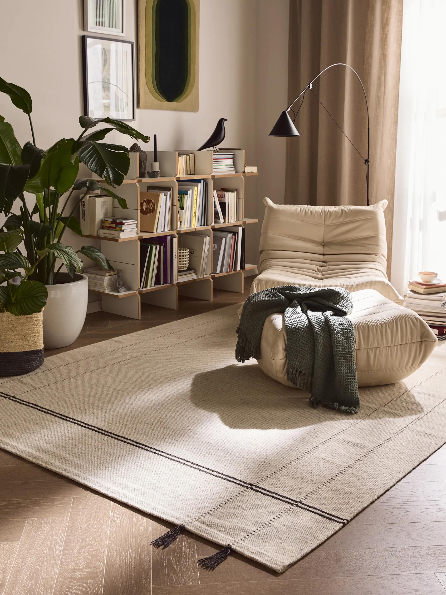 Tapis en laine Kambiz crème/charbon