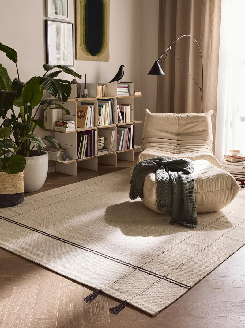 Tapis en laine Kambiz crème/charbon