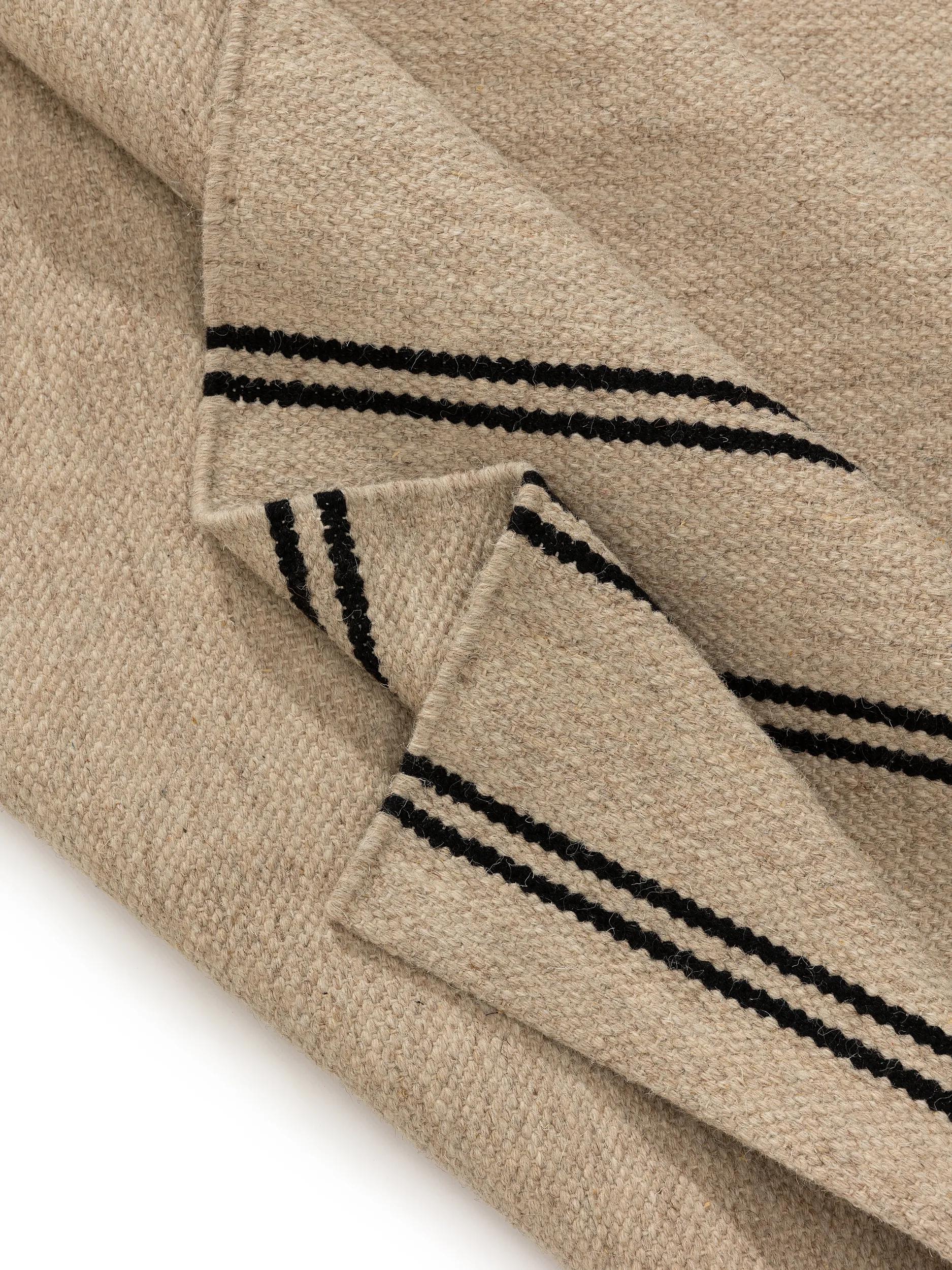 Alfombra de lana Kambiz beige/negro