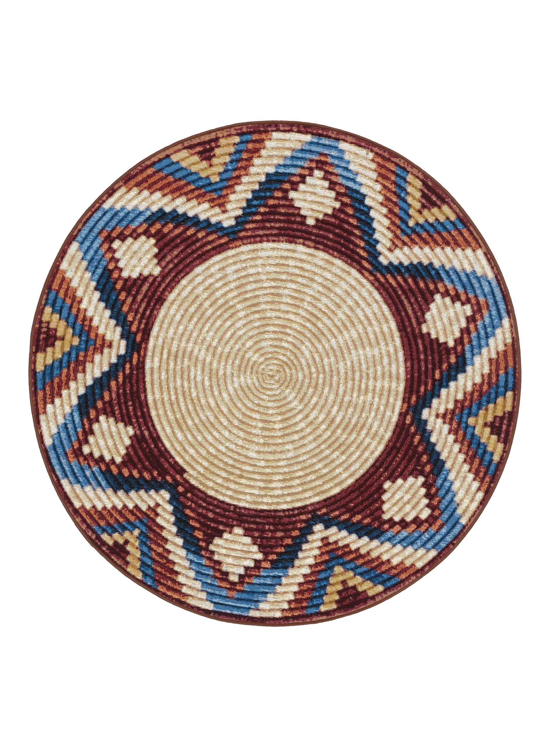 Tapis rond intérieur et extérieur Kenya multicolore