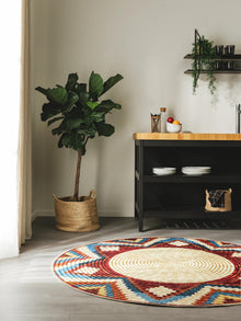 Tapis rond intérieur et extérieur Kenya multicolore