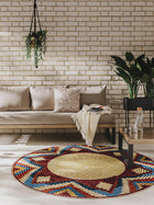 Tapis rond intérieur et extérieur Kenya multicolore