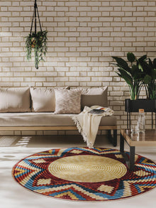 Tapis rond intérieur et extérieur Kenya multicolore