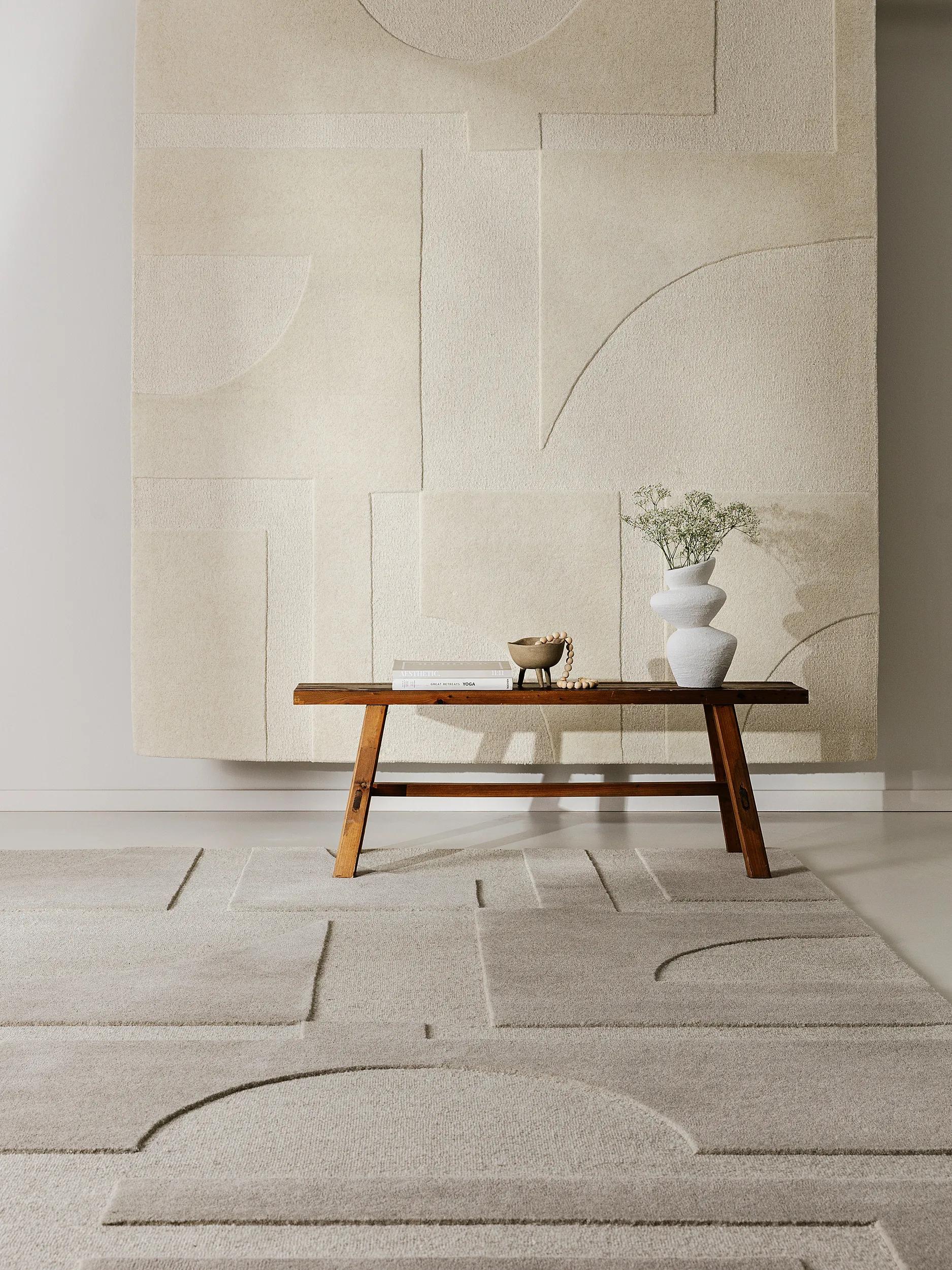 Wool Rug Logan Light Grey