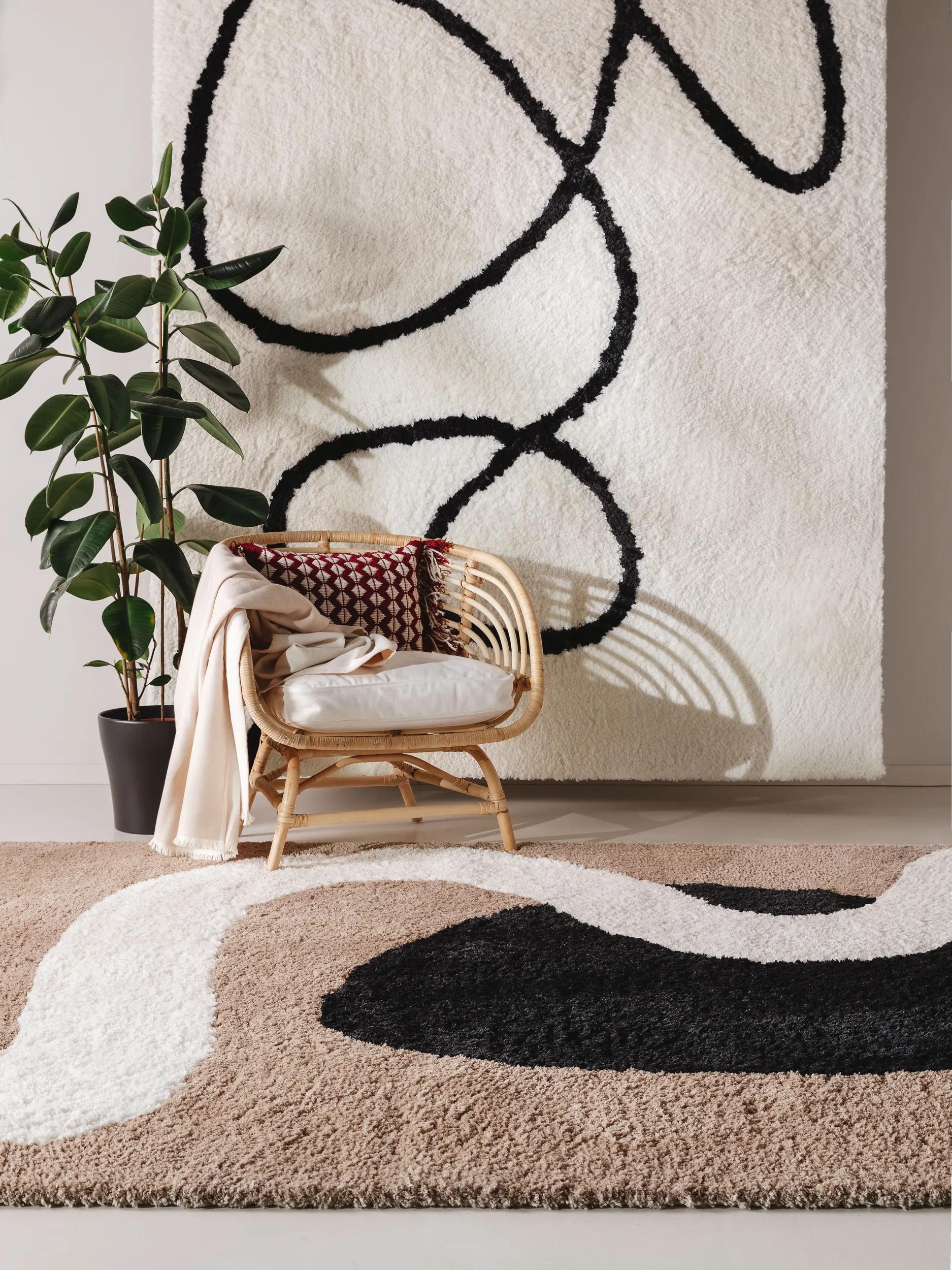Shaggy rug Lotta Black/White