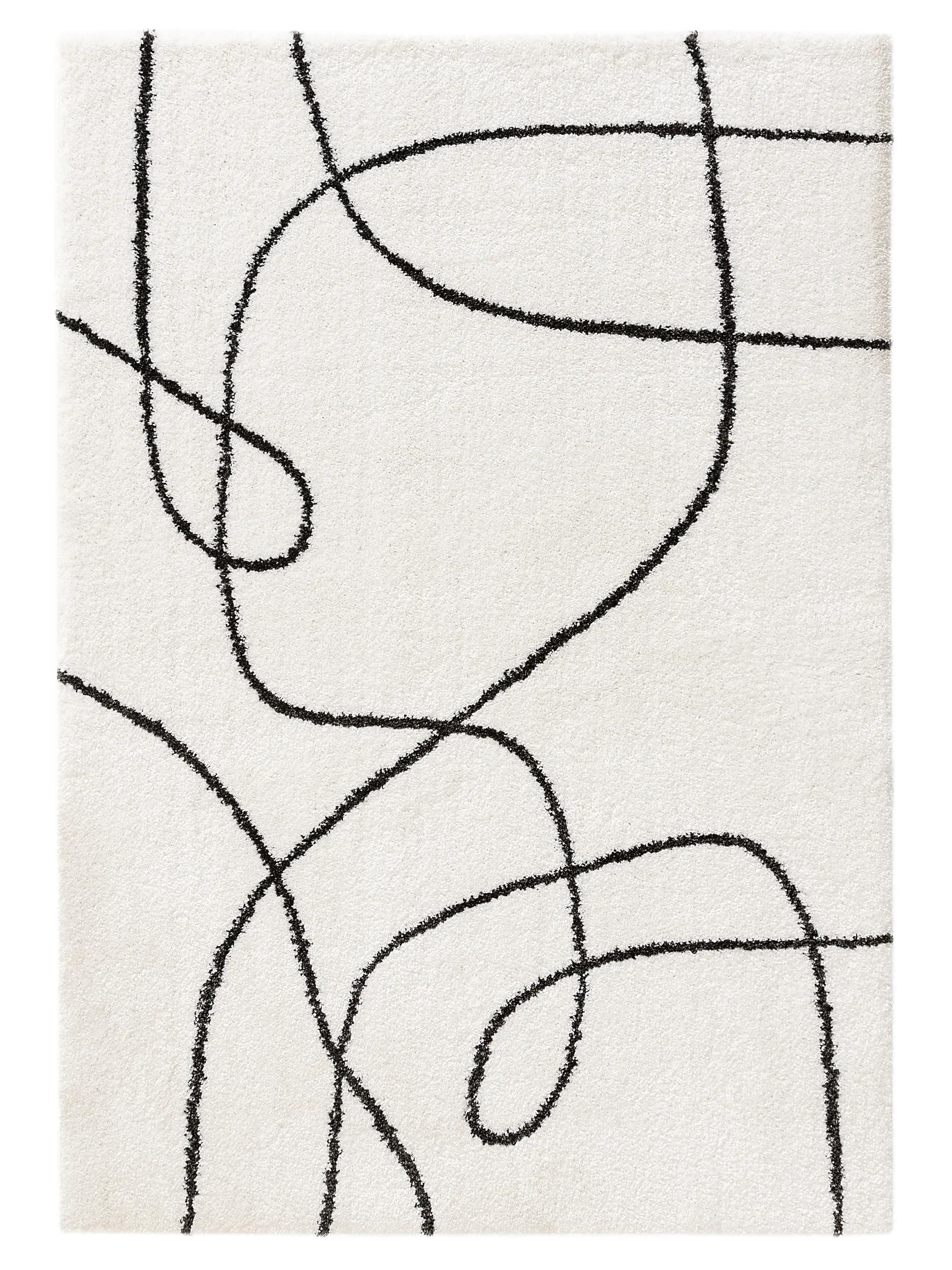 Shaggy rug Louise Black/White