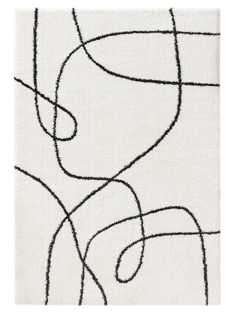 Shaggy rug Louise Black/White