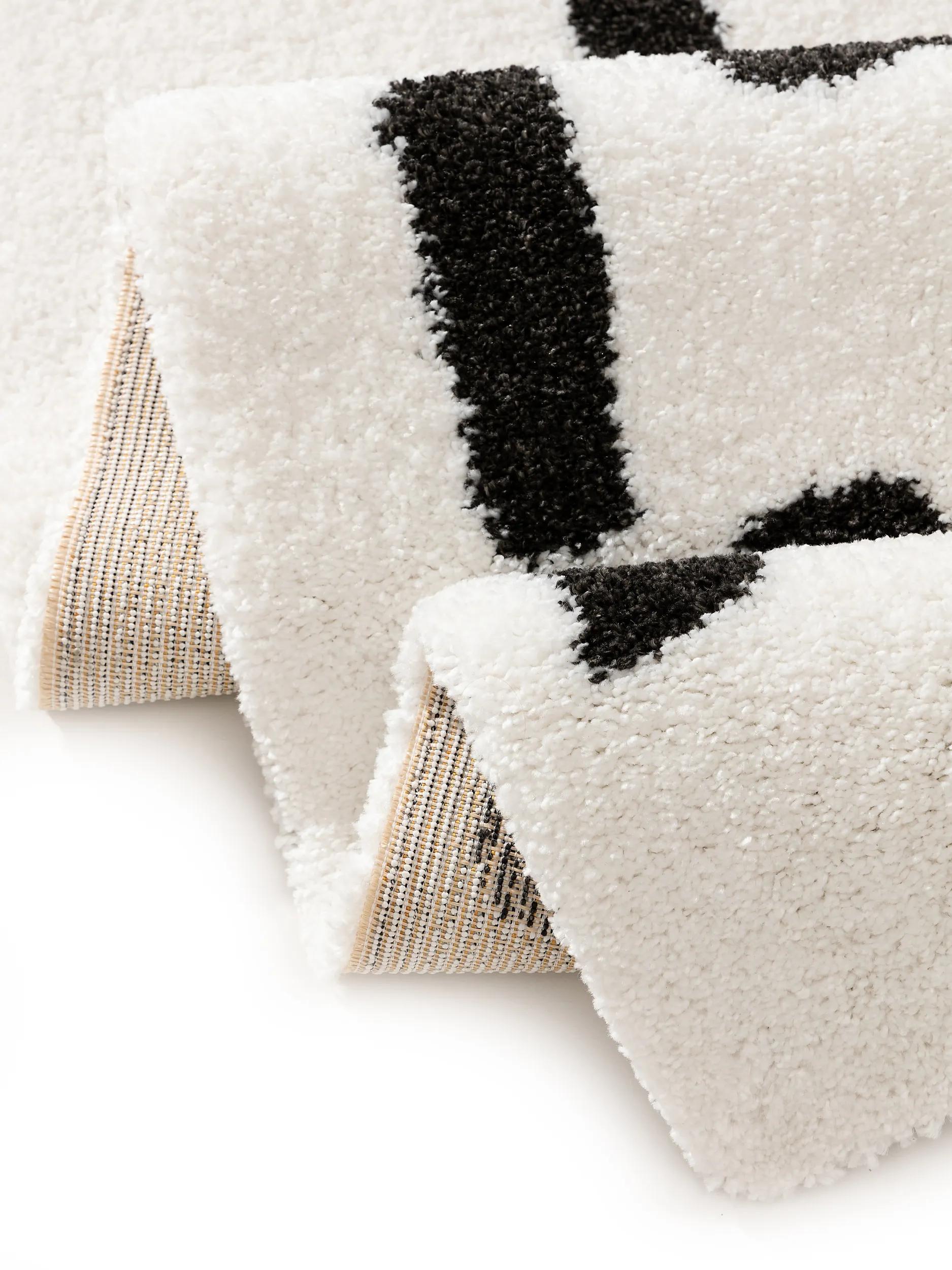 Shaggy rug Louise Black/White