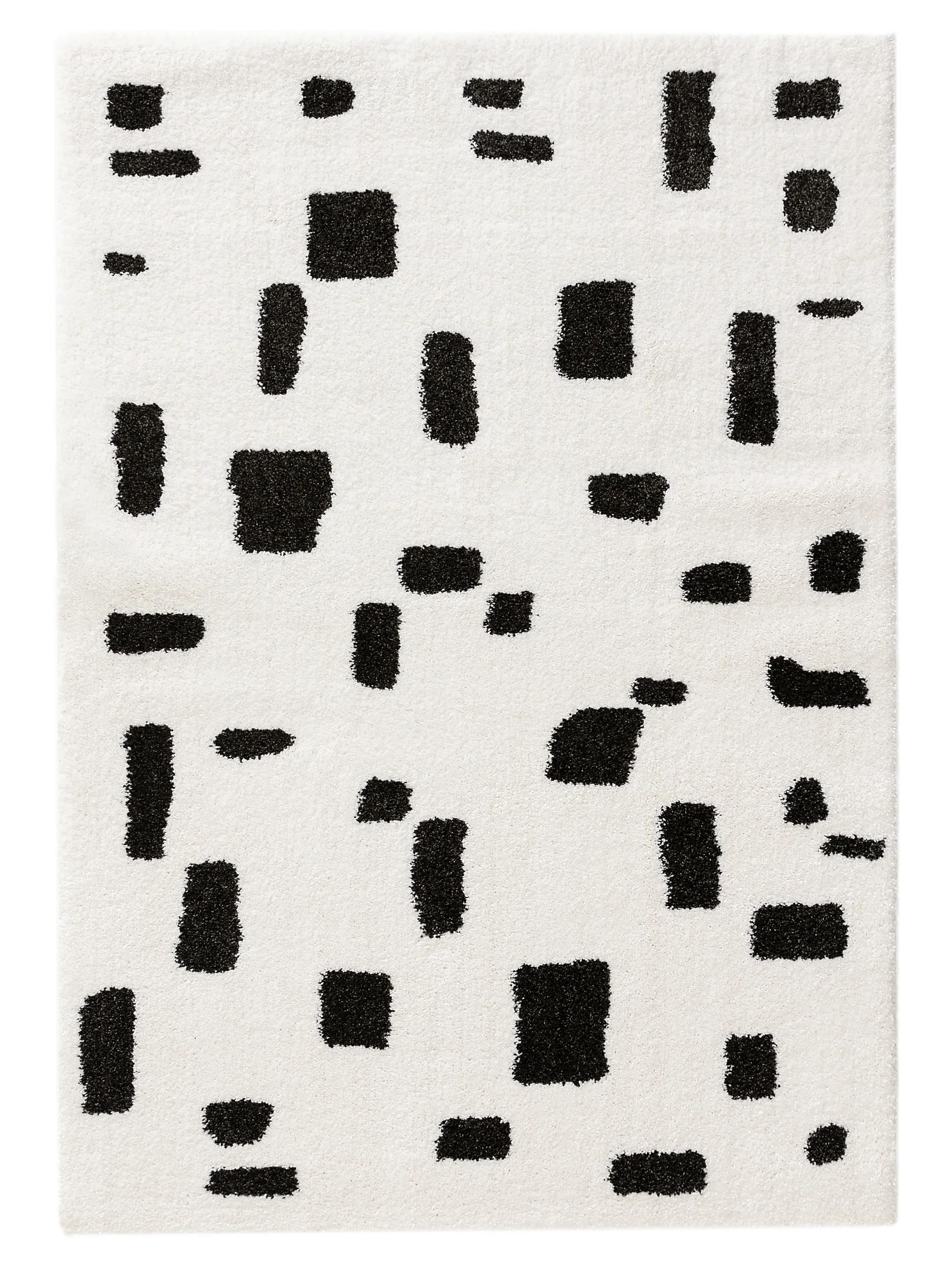 Shaggy rug Louise Black/White