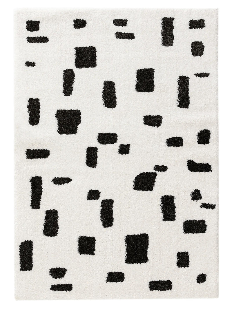 Shaggy rug Louise Black/White